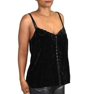 Maeve Cami Top Black Velvet Camisole Tank Anthropologie Cutouts Size Medium